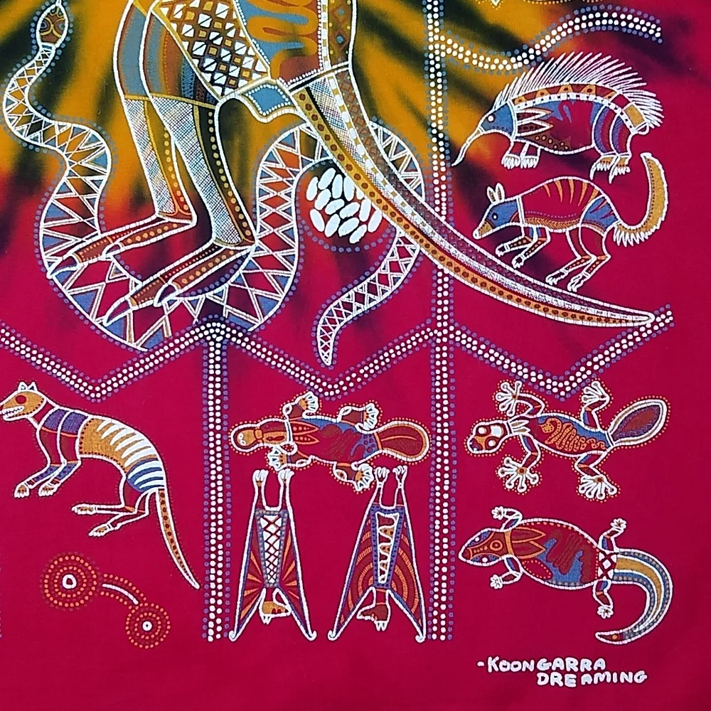 Churinga Australia Aboriginal Art Tie dye Size XL Vintage 90s - Picture 9 of 16